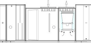  Optimiertes RLT-Gerät mit vertikal eingebauten Hochleistungsaxialventilatoren und akustischen Diffusoren druckseitig  