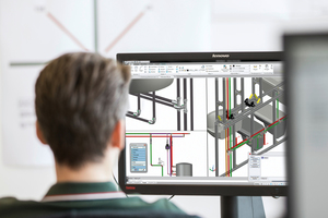  Die fotorealistische Darstellung in der Planungssoftware „Viptool Engineering“ hilft bei der visuellen Kollisionsprüfung genauso wie beim Gespräch mit dem Bauherrn, der sich im wahrsten Sinne des Wortes ein konkreteres Bild von den künftigen Installationen machen kann. 