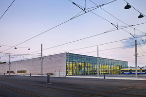  Technisches Zentrum Heiterblick der Leipziger Verkehrsbetriebe, Hauptwerkstatt. Neubau aus dem Jahr 2014. Weitere Bauabschnitte folgen voraussichtlich ab 2022. 