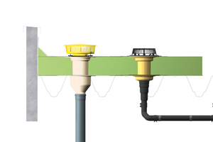  Verrohrtes Notentwässerungssystem,  realisiert mit dem Anstauelement ?SitaMore? ? in der Regel bei großen Flachdächern im Einsatz. 