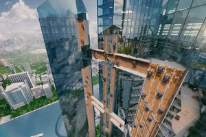  Das Aufzugsystem „Multi“ kann ein Gebäude vertikal und horizontal erschließen. 