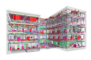  Das Projekt ist das erste der Aachener Niederlassung des BLB NRW, das vollständig in BIM mit Vollintegration der Architektur, Gebäudetechnik, Laborausrüstung und Statik bearbeitet wurde. 