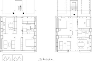  Grundrisse Nutzungsszenario zwei Wohneinheiten á 60 m²  