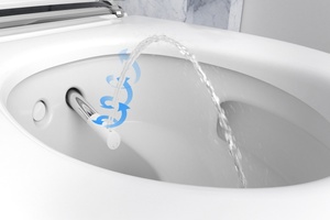  Das „AquaClean Mera“ reinigt hygienische mit einem Wasserstrahl, dessen Temperatur individuell eingestellt werden kann. 