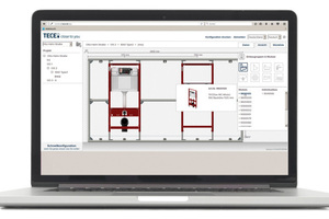  Die Planung von Sanitärwänden geht mit der Anwendersoftware „TECEsmartwall“ leicht von der Hand. 