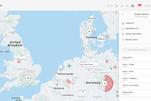  Die Grundfos-Cloud dient als Plattform für digitale Angebote: Über ein eingebautes GPS-Modul lässt sich der aktuelle Standort der IoT-Anlage genau bestimmen.  