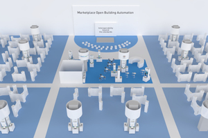  Auf dem Marktplatz „Open Building Automation“ spielen neben dem „Theater“, einer Vortragsarena, Themen wie Building Information Modeling (BIM) sowie Qualifikation und Ausbildung eine Rolle. 