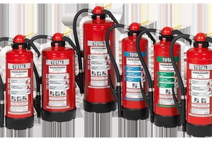  Auflade-Feuerlöscher von Total: vielfältige Löschmittel und einheitliche Benutzerführung durch Piktogramme.  