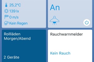  Mit der „HomePilot“-App können Nutzer ihre favorisierten Geräte übersichtlich im Dashboard – der Startseite der App – anordnen.
 