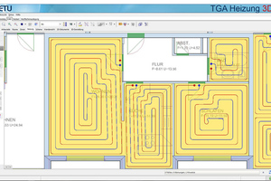  Velegungsplan in der Software „TGA Heizung 3D Plus“.  