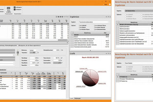  Bearbeitungs- und Informations-Oberflächen des Programms zur neuen „Heizlastberechnung nach DIN EN 12831-1“ mit optionaler Integration in CAD- und BIM-Arbeitsprozesse.  