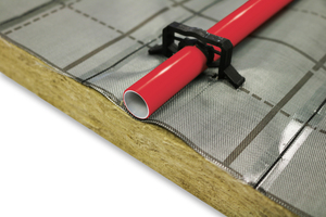  „Floorrock Heat“ ist ein nichtbrennbares Verbundprodukt A2-s1, d0 und belastbar für Nutzlasten bis 5 kN/m² und Einzellasten bis 4 kN. Lieferbar sind Platten mit einer Dämmstoffdicke von 30 mm.  