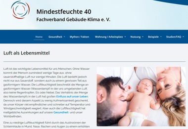 Die Kampagnenwebseite "Mindestfeuchte 40 %" 