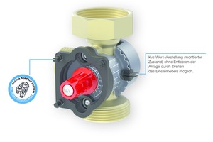  Die Heizungspumpengruppe „PrimoTherm 180-2 DN 25 KVS Vario“ bietet neben einem werkzeuglos zu montierenden Stellmotor eine weitere Raffinesse: Ein 3-Wege-Mischventil mit jederzeit verstellbarem Kvs-Wert. 