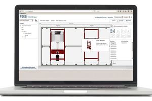  Fit fürs 21. Jahrhundert: Die Planung von Sanitärwänden geht mit der klar strukturieren Anwendersoftware „TECEsmartwall2 spielend leicht von der Hand. 