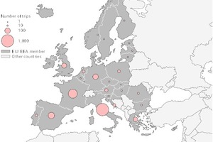  Dargestellt ist die Anzahl an Besuchern in einem Land, bei denen anschließend eine Legionella-Infektion nachgewiesen wurde. Das Land mit der höchsten Anzahl an nachgewiesen Legionella-Infektionen nach einer Reise ist Italien (28 %), gefolgt von Frankreich (15%) und Spanien (7%) Das European Center of Disease Control and Prevention (ECDC) gibt bei Bedarf auch Reisewarnungen bezüglich Legionellen heraus. 