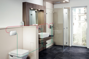  Mit dem „Prevista Dry“-WC-Element mit „AquaVip“-Spülstation werden Kalt- und Warmwasser führende Trinkwasser-Installationen, beispielsweise in einem Hotelzimmer, ohne großen Aufwand optimal vor hygienekritischen Stagnationsrisiken geschützt.  