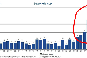  Ein Möglichkeit für das derzeit gehäufte Auftreten von Legionellosen könnte sein, dass die Legionellen durch Stagnation ein ideales Umfeld hatten, um sich in Trinkwasseranlagen auszubreiten und festzusetzen. 