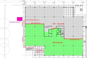  Die Komplettsanierung fand im laufenden Betrieb statt, daher wurde jede Etage in zwei Bauabschnitte unterteilt.  