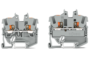  Die neuen Mini-Reihenklemmen gibt es in zwei kompakten Baugrößen: 1 mm² (2250-1201) und 2,5 mm² (2252-1201). 