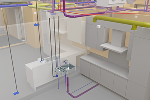  Beim Entwurf der SHKL-Installationen kam eine Softwarelösung zum Einsatz, die eigens für die Planung von Gebäudetechnik entwickelt wurde 