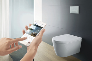  Smarte Bedienung: Viele Premiumvarianten von Dusch-WCs setzen auf die Bedienung per App, zusätzlich zur Bluetooth-Fernbedienung, so auch „SensoWash Starck f“ von Duravit 
