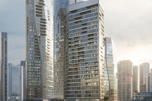  Das Projekt „FOUR“ in Frankfurt am Main besteht aus insgesamt vier Türmen mit einer geplanten Brutto­geschossfläche von rund 213.000 m2 