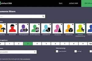  Bild 2: Mithilfe praktischer Filter können Baubeteiligte auf der Website www.einfachbim.de des Forschungsprojekts Dokumente für ihre Zwecke finden. 