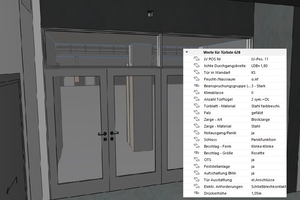  Die einzelnen Bauelemente, hier eine Türenanlage mit hoher Beanspruchungsklasse, sind mit umfassenden Parametern hinterlegt.  