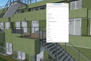  Ein Blick auf die Fassade der Aufstockung in der „BIMx“-Darstellung von Graphisoft. Zu sehen sind Balkone und Terrassen des Hotels.  