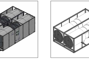  Die Ventilatoreneinheit des Windkanals besteht im Kern aus zwei parallel angeordneten Helios Axial-Hochleistungsventilatoren vom Typ AVD 1400, die eine Gesamtbetriebsleistung von 90 kW besitzen. 