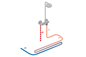  Reihenduschrinne ACO ShowerDrain Public X: Schematische Darstellung der Wärmerückgewinnung. 