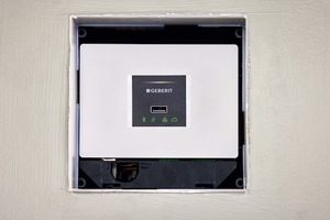  Die Messebetreiber erhalten die volle Kontrolle über die Sanitäranlage zentral über vier Geberit Gateways. Jedes der vier eingesetzten Gateways deckt bis zu 30 Endgeräte ab. 