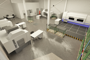  (1/2) Effektivitätsanalyse von Präventionsmaßnahmen – detaillierte Indoor-Simulation für die Produktionsinfrastrukturen zum individuellen, örtlichen Projekt. 