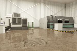  (2/2) Effektivitätsanalyse von Präventionsmaßnahmen – detaillierte Indoor-Simulation für die Produktionsinfrastrukturen zum individuellen, örtlichen Projekt. 
