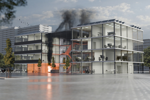  Brandszenario im Atrium-Modellhaus - Herausforderung Brandschutz in offener Büroarchitektur. 