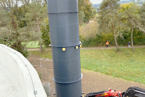  Energiespeicher: Der 12 m hohe „H-Zortström“ hat ein Gesamtvolumen von 60 m³ Wasserinhalt.  