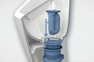  Die Kartusche im Urinal „ViChange“ kann extrem leicht ausgetauscht werden 