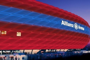  Designstudie zur kommenden LED-Beleuchtung der Allianz Arena in München. 