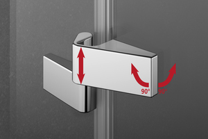  Komfortables Öffnen nach innen und außen durch den Designschwung im Gelenk mit 180°-Hebe-Senk-Komfort 