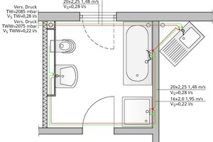  Durchschleif-Reiheninstallation mit Uponor-Mehrschichtverbundrohr: Das WC ist als Hauptverbraucher am Ende des Stranges angeschlossen. 