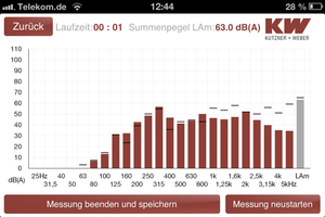  Mit der „KW Schallmess“-App wird schnell und einfach eine Schallmessung ausgeführt  