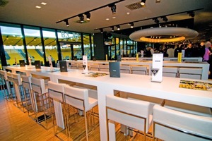  Moderne Lounge-Atmosphäre und bester Ausblick auf Spielgeschehen im Business-Club-Bereich des neuen Tivoli  