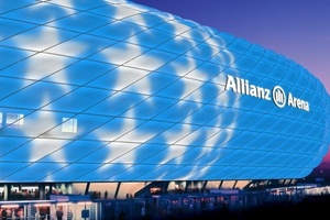  Designstudie zur kommenden LED-Beleuchtung der Allianz Arena in München. 