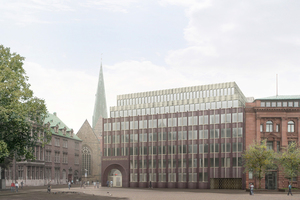  Die moderne Ziegelfassade der Bremer Landesbank entlang des Domshof 