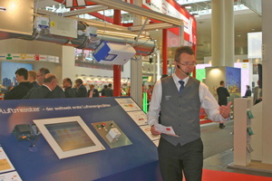  Dipl.-Wirtsch.-Ing. (TU) Jens Amberg, Geschäftsführer halstrup-walcher GmbH, stellte auf der Hannover Messe 2015 das Prinzip und die Funktionsweise des „Luftmeister“ vor. 