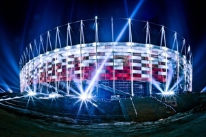  Die Fassade des Nationalstadiums in Warschau – das Wahrzeichen der Fußball-Europameisterschaft 2012 