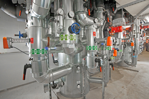  Die „Zortström“-Verteiler in der Technikzentrale für Bauteil 1 sorgen für ausgeglichene Druckverhältnisse in den angeschlossenen Heizkreisen 