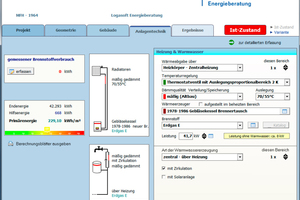  Das Heizsystem ist durch Eingabe weniger Paramater wie Art des vorhandenen Heizkessels, Wärmeverteilung und Warmwasserbereitung schnell erfasst. 