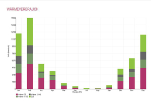  Übersichtliche Grafiken informieren über den Wärmeverbrauch in den vergangenen Monaten 